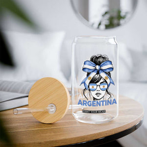 Messy Bun Argentina Pride Argentinian Girl Glass Can TS11 Print Your Wear