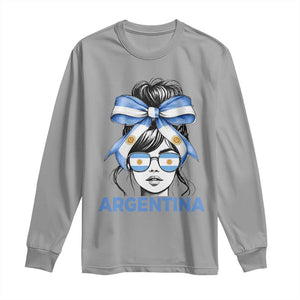 Messy Bun Argentina Pride Argentinian Girl Long Sleeve Shirt TS11 Sport Gray Print Your Wear