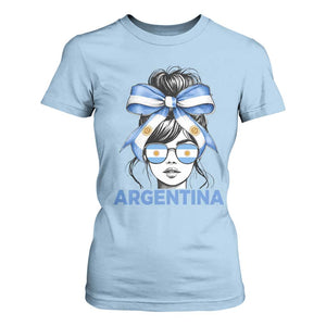 Messy Bun Argentina Pride Argentinian Girl T Shirt For Women TS11 Light Blue Print Your Wear