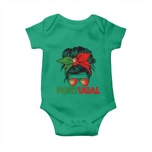 Portugal Messy Bun Girl Pride Portuguese Roots Baby Onesie