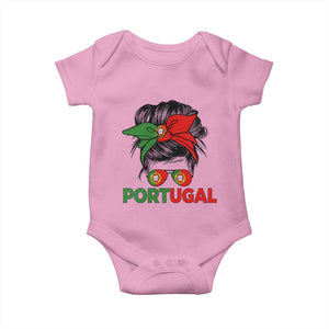 Portugal Messy Bun Girl Pride Portuguese Roots Baby Onesie