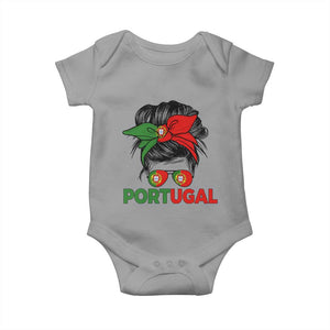 Portugal Messy Bun Girl Pride Portuguese Roots Baby Onesie