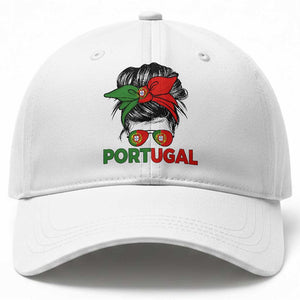 Portugal Messy Bun Girl Pride Portuguese Roots Baseball Cap