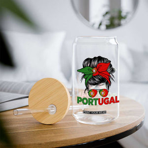 Portugal Messy Bun Girl Pride Portuguese Roots Glass Can