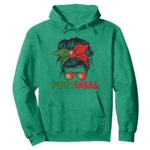 Portugal Messy Bun Girl Pride Portuguese Roots Hoodie