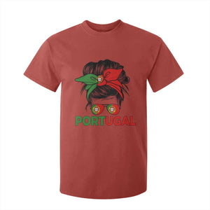 Portugal Messy Bun Girl Pride Portuguese Roots T Shirt For Kid