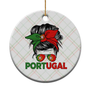 Portugal Messy Bun Girl Pride Portuguese Roots Ceramic Ornament