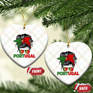 Portugal Messy Bun Girl Pride Portuguese Roots Ceramic Ornament
