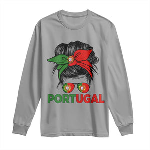Portugal Messy Bun Girl Pride Portuguese Roots Long Sleeve Shirt