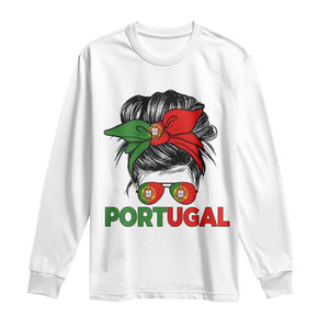 Portugal Messy Bun Girl Pride Portuguese Roots Long Sleeve Shirt