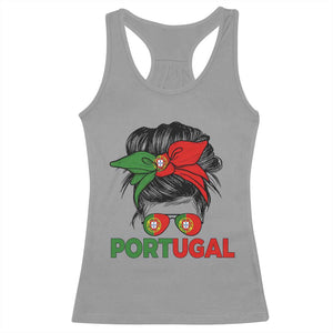 Portugal Messy Bun Girl Pride Portuguese Roots Racerback Tank Top