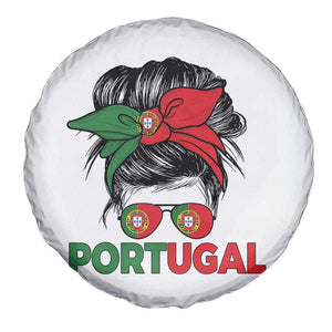 Portugal Messy Bun Girl Pride Portuguese Roots Spare Tire Cover