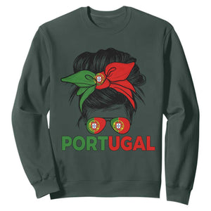 Portugal Messy Bun Girl Pride Portuguese Roots Sweatshirt