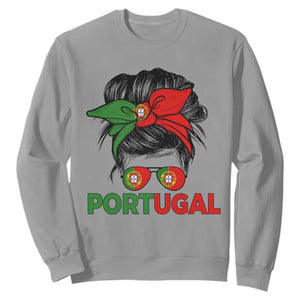 Portugal Messy Bun Girl Pride Portuguese Roots Sweatshirt