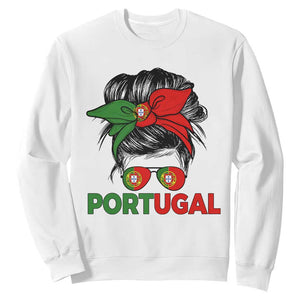 Portugal Messy Bun Girl Pride Portuguese Roots Sweatshirt