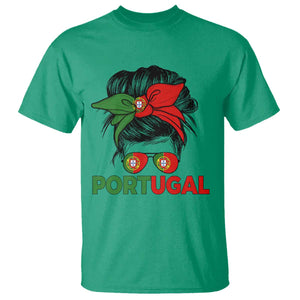 Portugal Messy Bun Girl Pride Portuguese Roots T Shirt
