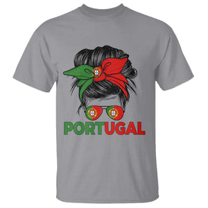Portugal Messy Bun Girl Pride Portuguese Roots T Shirt