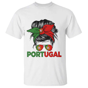 Portugal Messy Bun Girl Pride Portuguese Roots T Shirt