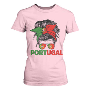 Portugal Messy Bun Girl Pride Portuguese Roots T Shirt For Women