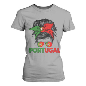 Portugal Messy Bun Girl Pride Portuguese Roots T Shirt For Women