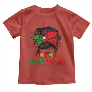 Portugal Messy Bun Girl Pride Portuguese Roots Toddler T Shirt