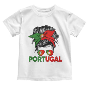 Portugal Messy Bun Girl Pride Portuguese Roots Toddler T Shirt
