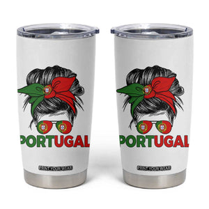 Portugal Messy Bun Girl Pride Portuguese Roots Tumbler Cup