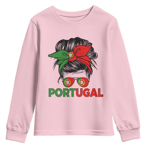 Portugal Messy Bun Girl Pride Portuguese Roots Youth Sweatshirt