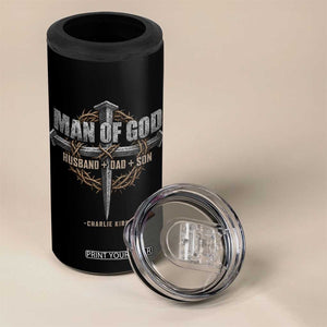 Man Of God Husband Dad Son Charlie Kirk 4 in 1 Can Cooler Tumbler Vintage Christian Cross TS11 Print Your Wear