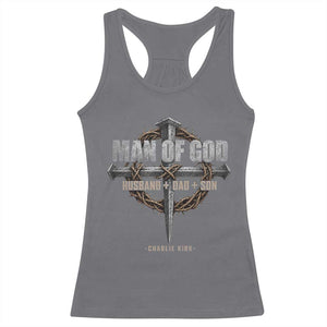 Man Of God Husband Dad Son Charlie Kirk Racerback Tank Top Vintage Christian Cross TS11 Charcoal Print Your Wear