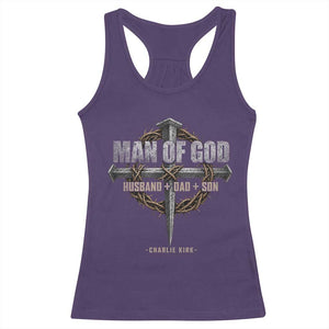 Man Of God Husband Dad Son Charlie Kirk Racerback Tank Top Vintage Christian Cross TS11 Purple Print Your Wear