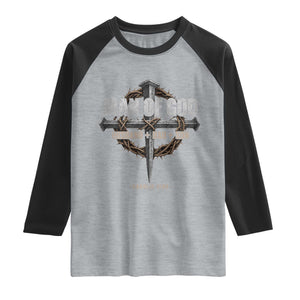 Man Of God Husband Dad Son Charlie Kirk Raglan Shirt Vintage Christian Cross TS11 Heather Gray Black Print Your Wear