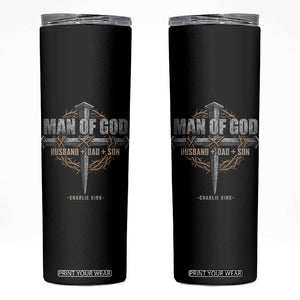 Man Of God Husband Dad Son Charlie Kirk Skinny Tumbler Vintage Christian Cross TS11 Black Print Your Wear