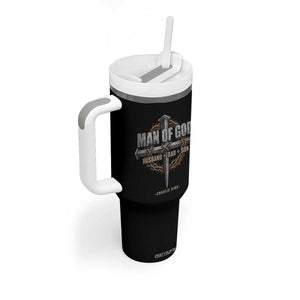 Man Of God Husband Dad Son Charlie Kirk Tumbler With Handle Vintage Christian Cross TS11 Print Your Wear