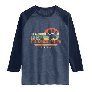 Fur Dad The Man The Myth The Snack Dealer Raglan Shirt Dog Fathers Day TS11 Heather Denim Navy Print Your Wear