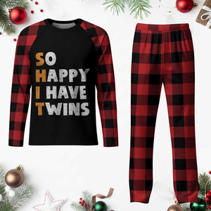 Shit So I Have Twins Plaid Pajama Set Funny Twin Dad Twin Mom TS11 Buffalo Plaid Print Your Wear