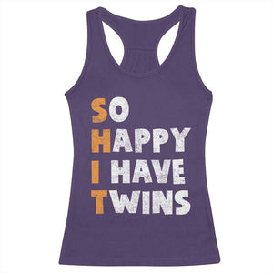 Shit So I Have Twins Racerback Tank Top Funny Twin Dad Twin Mom TS11 Purple Print Your Wear