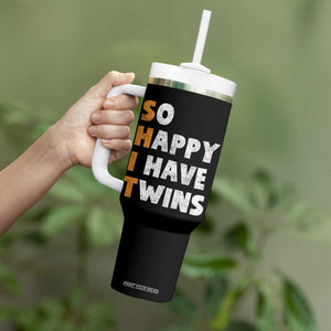 Shit So I Have Twins Tumbler With Handle Funny Twin Dad Twin Mom TS11 Print Your Wear