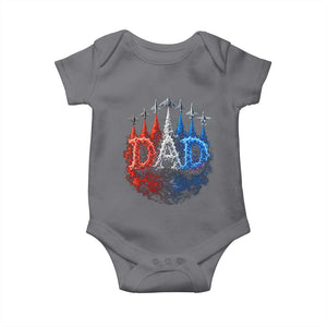 Patriotic Dad Jet Fighter American Flag 4th of July Baby Onesie TS11 Charcoal Print Your Wear