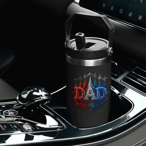 Patriotic Dad Jet Fighter American Flag 4th of July Flip Straw Tumbler TS11 Print Your Wear