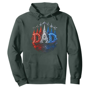 Patriotic Dad Jet Fighter American Flag 4th of July Hoodie TS11 Dark Forest Green Print Your Wear