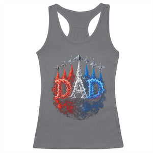 Patriotic Dad Jet Fighter American Flag 4th of July Racerback Tank Top TS11 Charcoal Print Your Wear