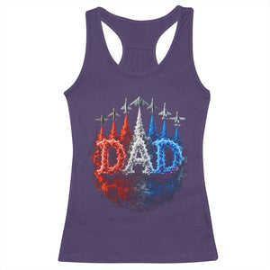 Patriotic Dad Jet Fighter American Flag 4th of July Racerback Tank Top TS11 Purple Print Your Wear