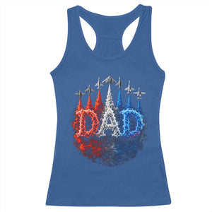 Patriotic Dad Jet Fighter American Flag 4th of July Racerback Tank Top TS11 Royal Blue Print Your Wear