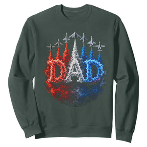 Patriotic Dad Jet Fighter American Flag 4th of July Sweatshirt TS11 Dark Forest Green Print Your Wear