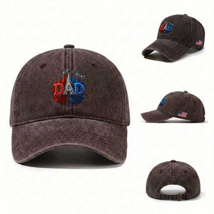 Patriotic Dad Jet Fighter American Flag 4th of July Washed Cotton Baseball Cap TS11 Washed Cap Universal Fit Dark Brown Print Your Wear