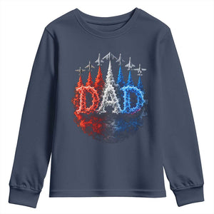 Patriotic Dad Jet Fighter American Flag 4th of July Youth Sweatshirt TS11 Navy Print Your Wear