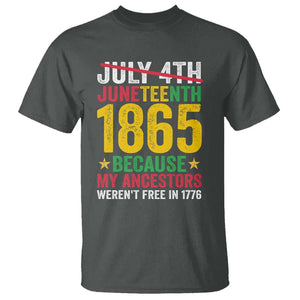 Juneteenth T Shirt 1865 Is Freedom Day Because My Ancestors Weren't Free In 1776 TS11 Dark Heather Print Your Wear