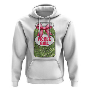 Funny Pickle Girl Hoodie Canned Dill Cucumber Pink Bow Coquette TS11 White Print Your Wear