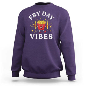 Funny French Fries Sweatshirt Fry Day Vibes Fast Food TS11 Purple Print Your Wear